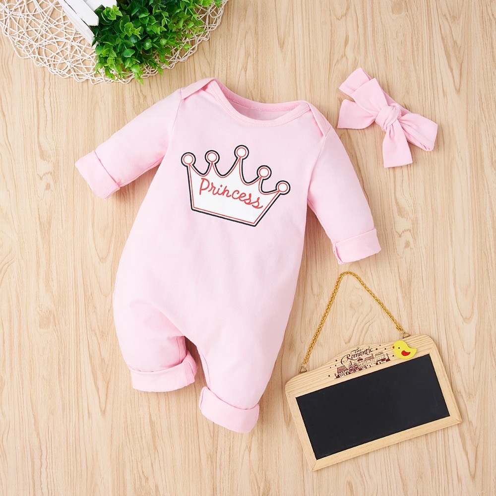 NWOT Baby Girl Princess Crown Graphic Jumpsuit. Size: 6-9 M Color: Pink